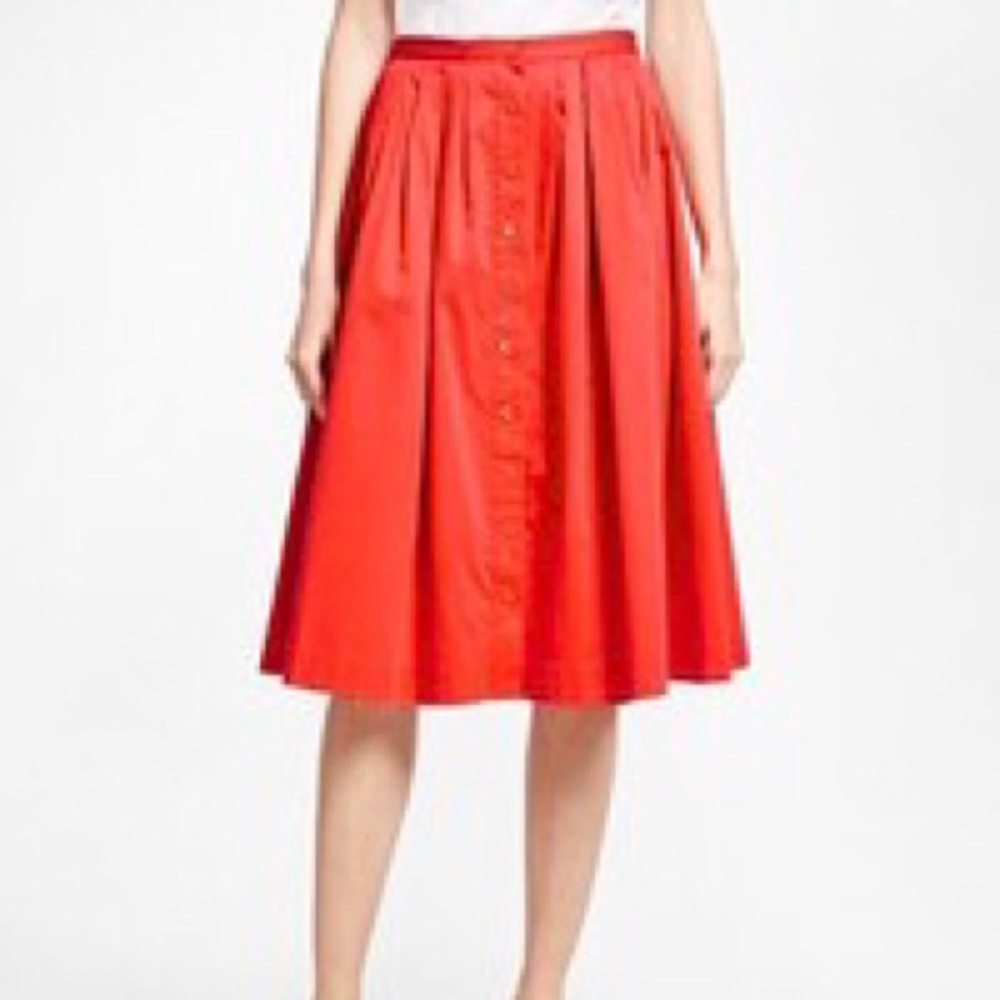 Brooks Brothers Flared Cotton Sateen Skirt